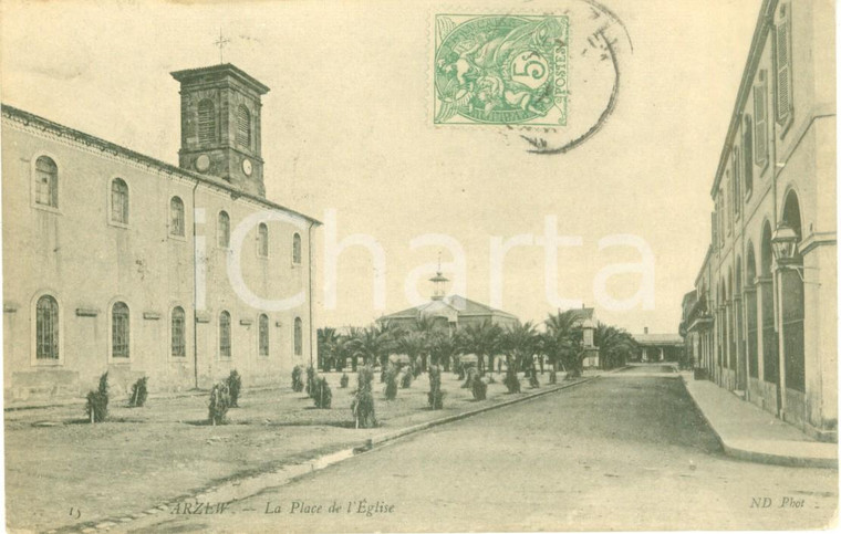 1910 ca ARZEW (ALGERIA) La piazza della Chiesa *Cartolina FP NV