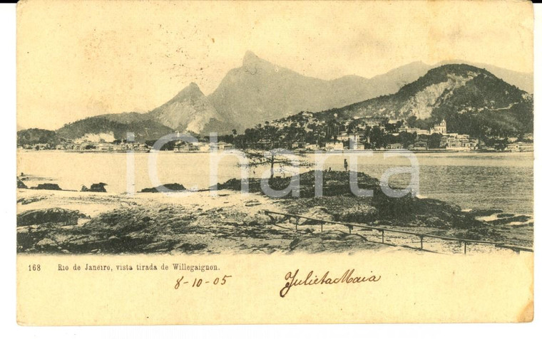 1905 RIO DE JANEIRO (BRAZIL) Vista tirada de Willegaignon *Bilhete postal