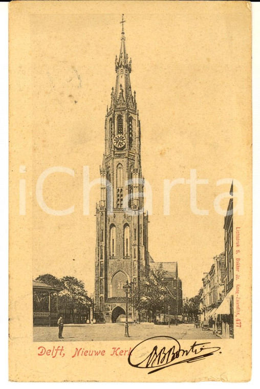 1907 DELFT (NL) Nieuwe Kerk *Cartolina postale ANIMATA 