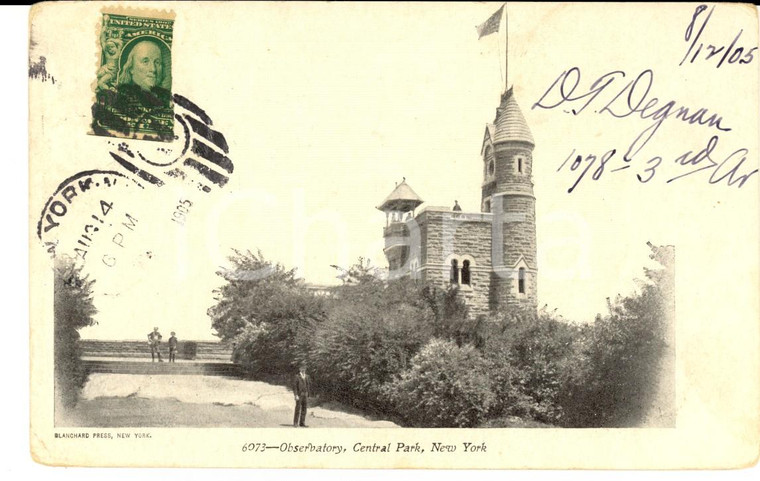 1905 NEW YORK Observatory - Central Park *VINTAGE postcard FP VG