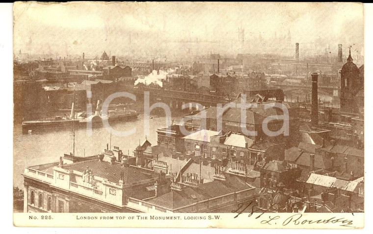 1904 LONDON Veduta panoramica dall'alto *Cartolina ANIMATA con vaporetto 
