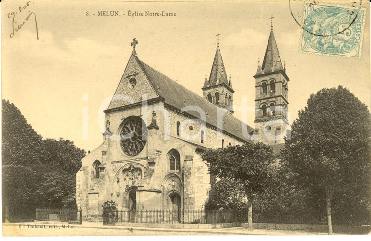 1906 MELUN (FRANCE) Eglise NOTRE-DAME *Carte postale VINTAGE