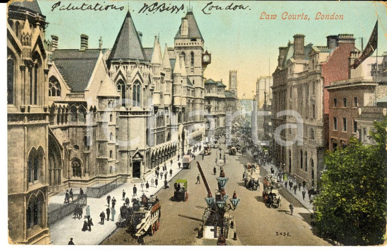 1905 LONDON Law Courts *Cartolina postale ILLUSTRATA ANIMATA FP VG