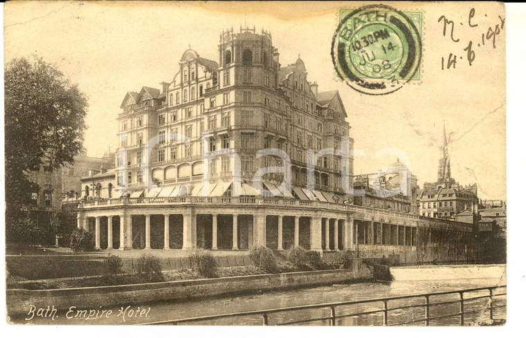 1908 BATH (UK) Empire Hotel *Cartolina postale VINTAGE FP VG