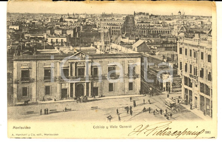 1900 ca MONTEVIDEO (URUGUAY) Cabildo y vista general*Cartolina postale FP VG