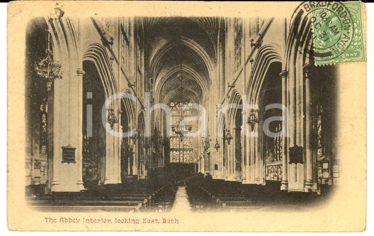1911 BATH (UK) Interno dell'abbazia lato Est - Cartolina postale VINTAGE