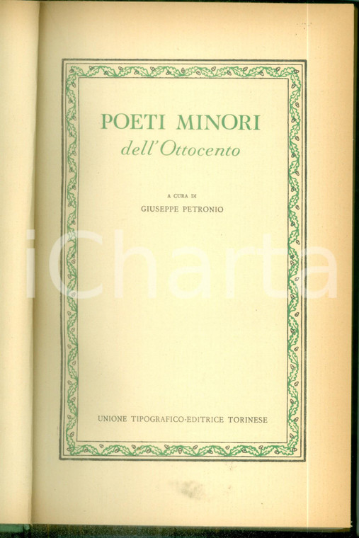 1959 CLASSICI UTET Poeti minori dell'Ottocento a cura di Giuseppe PETRONIO