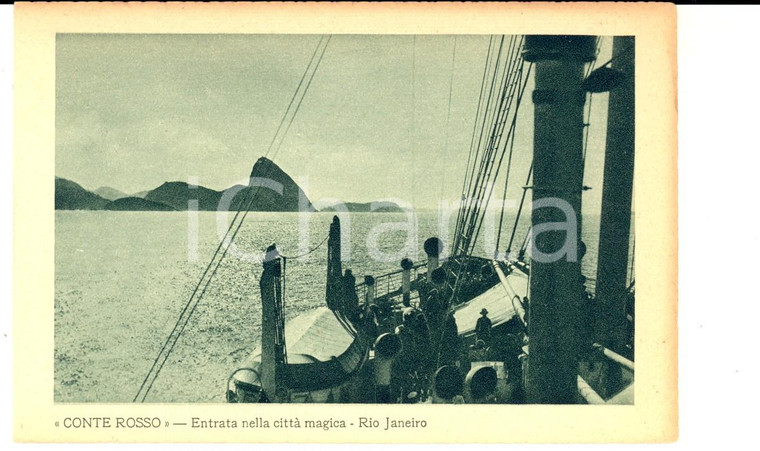 1910 ca LLOYD SABAUDO RIO DE JANEIRO Entrata del CONTE ROSSO *Cartolina