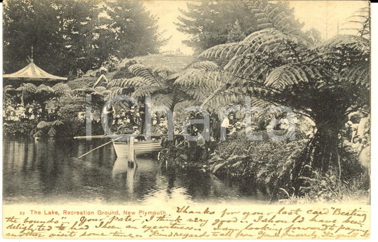 1905 NEW PLYMOUTH (NEW ZEALAND) The Lake, Recreation Ground *Postcard ANIMATED