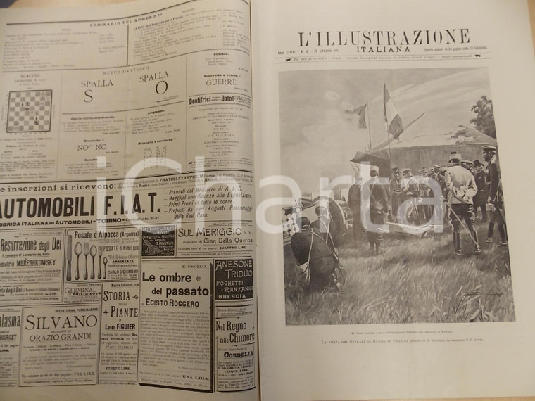 1901 L'ILLUSTRAZIONE ITALIANA Visita dello zar in Francia *Sovracoperta n° 39