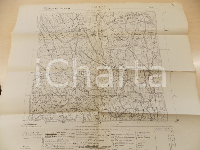 1924 Istituto Geografico Militare CARTA D'ITALIA - DUEVILLE Foglio 50 *Mappa 