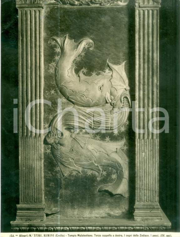 1935 ca RIMINI Tempio Malatestiano Cappella Segni Zodiaco Pesci *Foto ALINARI