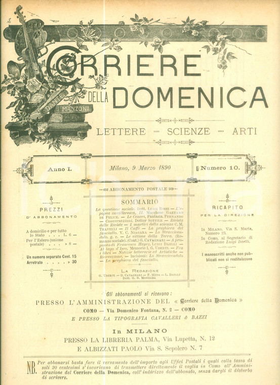 1890 CORRIERE DELLA DOMENICA Luigi DAELLI A proposito di Francesco HAYEZ Rivista