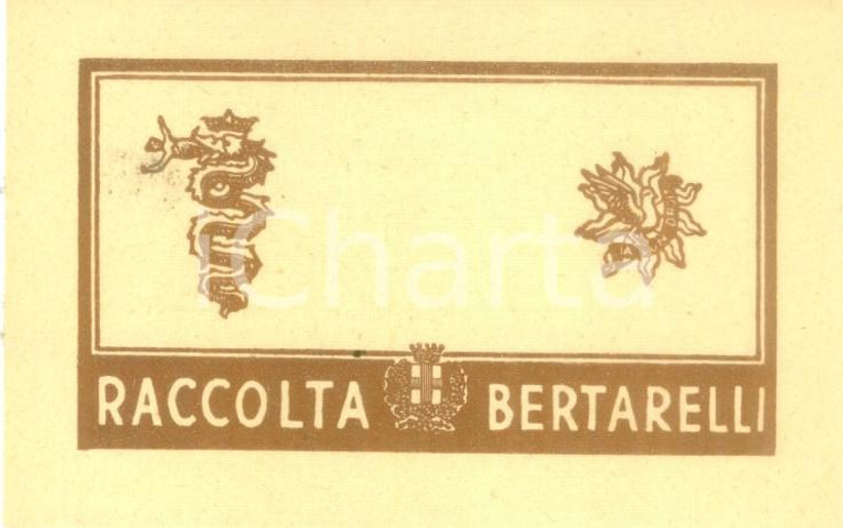 1960 ca MILANO Raccolta BERTARELLI Ex Libris illustrato cm 9 x 6