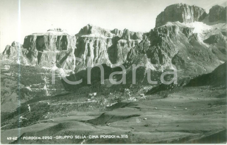 1950 ca PASSO PORDOI (TN) Panorama con Gruppo SELLA *Cartolina postale FP NV