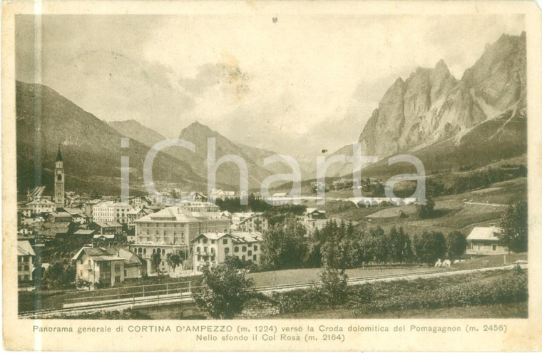 1923 CORTINA D'AMPEZZO (BL) Panorama verso la CRODA dolomitica *Cartolina FP VG