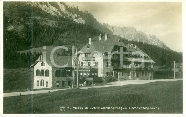 1935 ca PASSO DI COSTALUNGA (TN) Hotel Passo di Costalunga col LATEMAR Cartolina