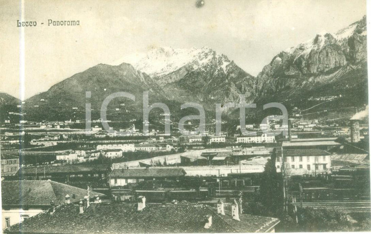 1918 LECCO Panorama della città con le montagne *Cartolina FP NV