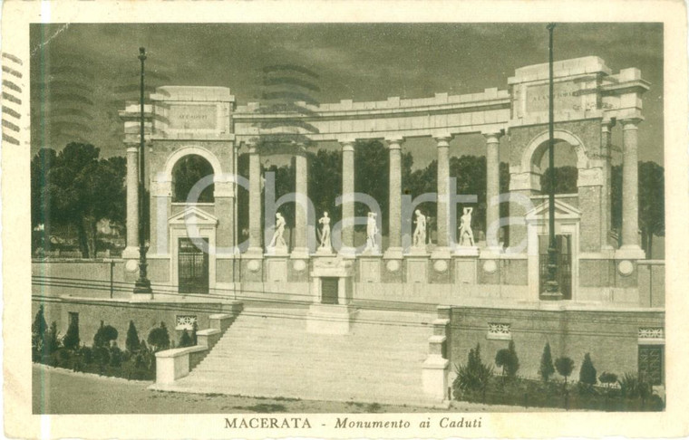 1935 MACERATA Monumento ai caduti *Cartolina postale FP VG