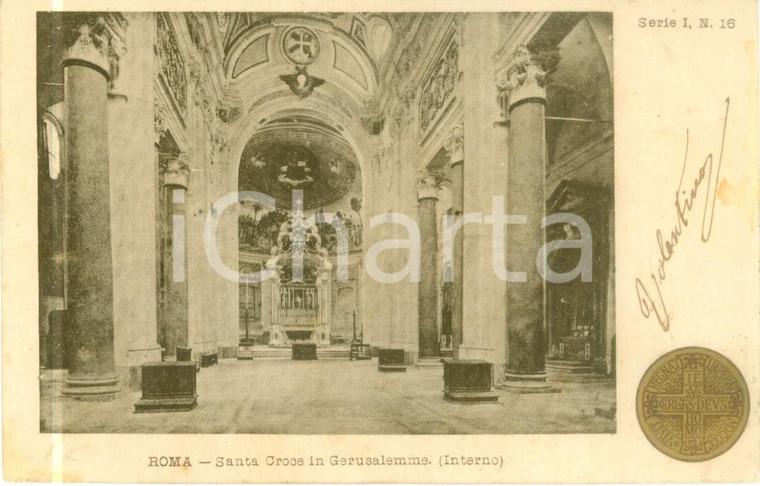 1900 ROMA Interno di Santa Croce in GERUSALEMME *Cartolina FP VG