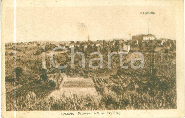 1945 CASTANA (PV) Panorama con castello e vigneti *Cartolina FP VG