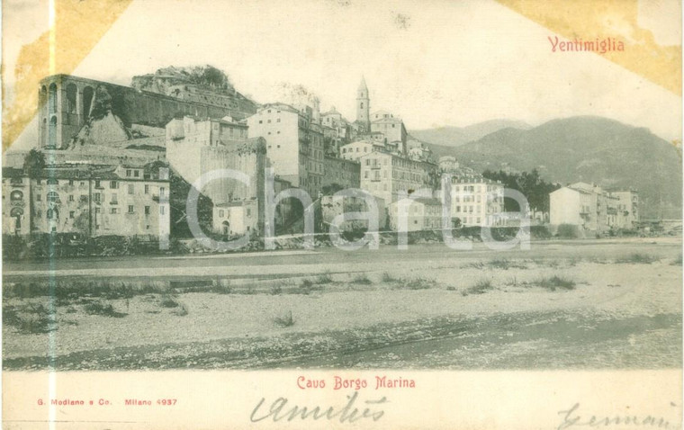 1909 VENTIMIGLIA (IM) Veduta di Cavo Borgo Marina *Cartolina FP VG