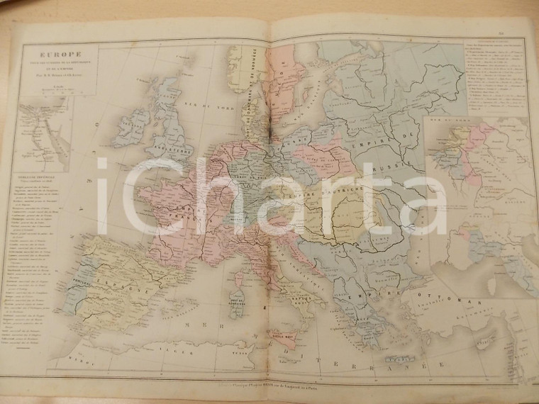 1884 PARIS DRIOUX - LEROY Atlas universel *Europe guerre Empire 46x32 cm