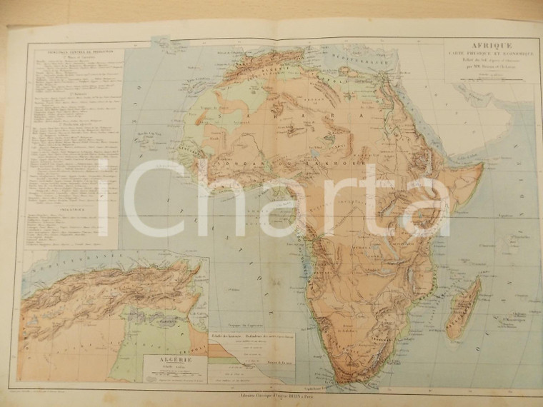 1884 PARIS DRIOUX - LEROY Atlas universel *Algérie et Afrique 46x32 cm éd. BELIN