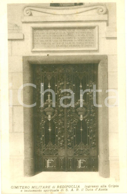 1935 ca CIMITERO MILITARE DI REDIPUGLIA Ingresso alla Cripta *Cartolina FP NV