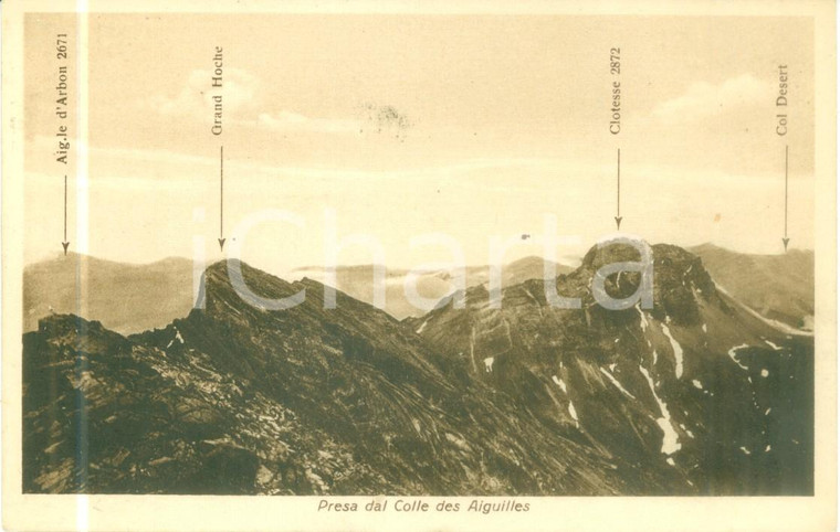 1935 ca FRANCE Panorama dal Colle des Aiguilles *Cartolina FP NV