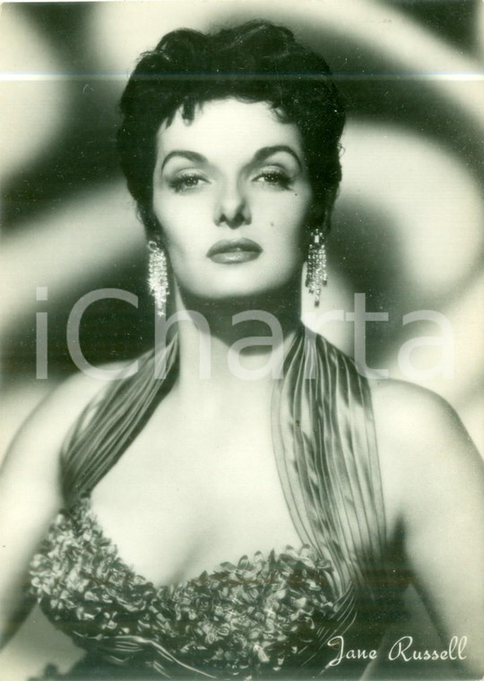 1955 ca CINEMA Attrice Jane RUSSELL in abito scollato *Cartolina FG NV