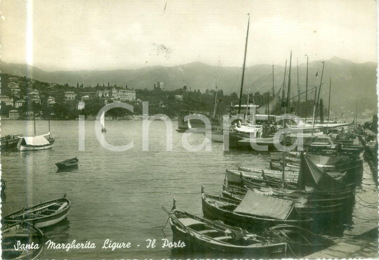 1944 SANTA MARGHERITA LIGURE Barche al porto *Cartolina FG VG Sovrastampa RSI