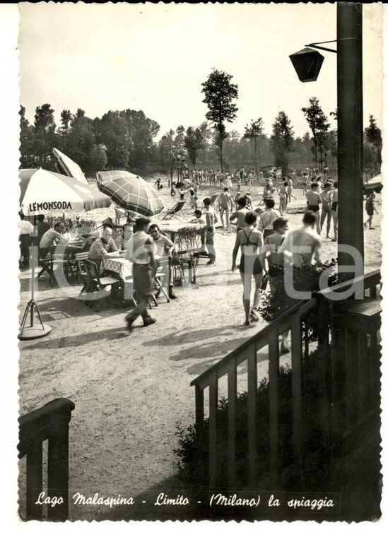 1958 PIOLTELLO/ LIMITO (MI) Spiaggia sul LAGO MALASPINA *ANIMATA FG VG