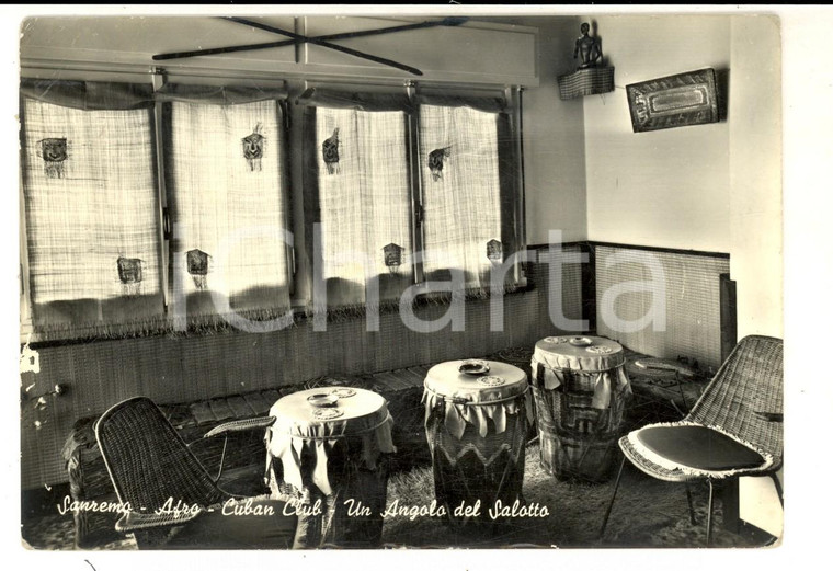1962 SANREMO (IM) AFRO-CUBAN Club - Un angolo del salotto *Cartolina FG VG