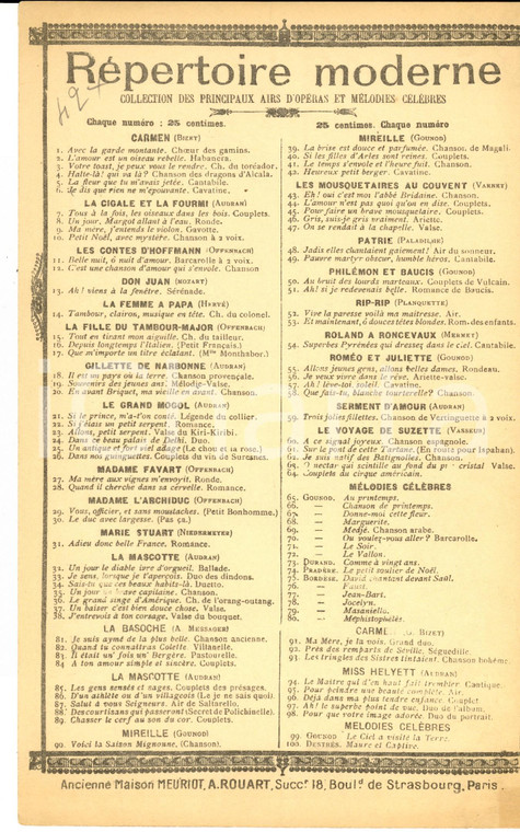 1920 ca Charles GOUNOD MIREILLE Cavatine chantée par MORINI *éd. MEURIOT