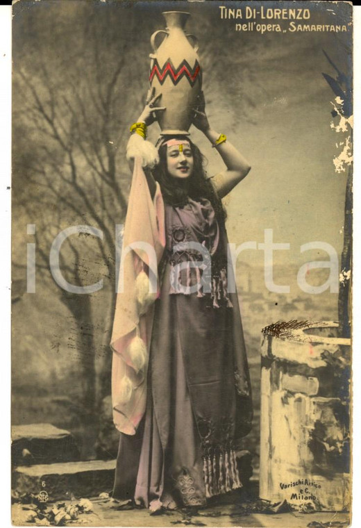 1903 TEATRO Attrice Tina DI LORENZO nell'opera SAMARITANA Cartolina FP