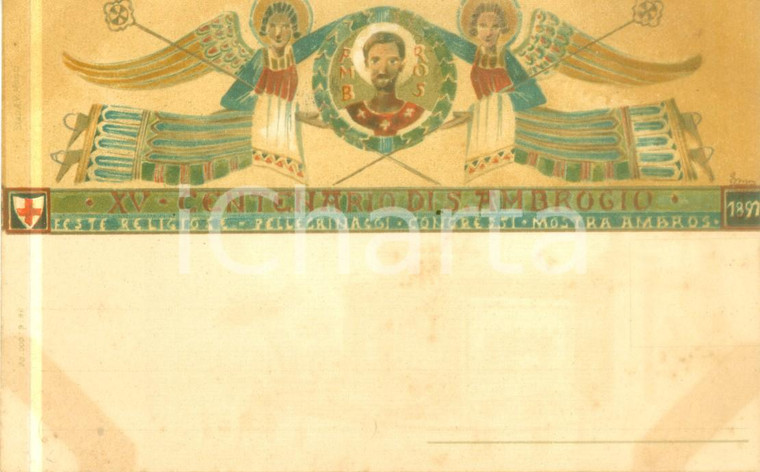 1897 MILANO XV centenario di SANT'AMBROGIO Feste religiose *Cartolina FP NV