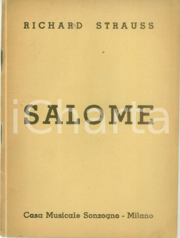 1948 Richard STRAUSS Oscar WILDE Salome Libretto Casa Musicale SONZOGNO