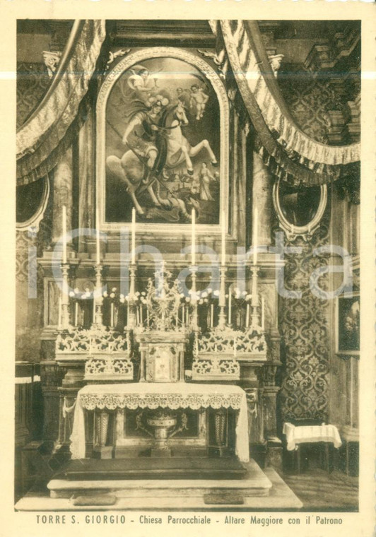 1953 TORRE SAN GIORGIO (CN) Altare maggiore Chiesa parrocchiale *Cartolina FG VG