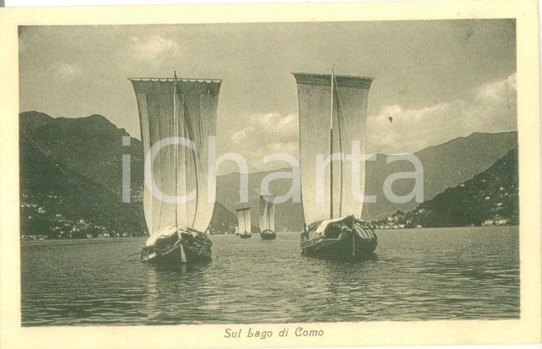 1935 ca LAGO DI COMO Battelli navigano a vele spiegate *Cartolina FP NV