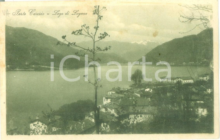 1935 ca PORTO CERESIO (VA) Panorama del Lago di LUGANO *Cartolina FP NV