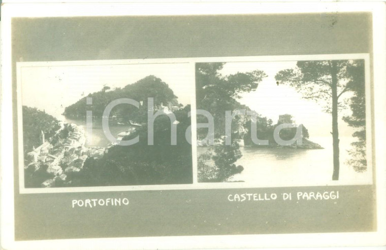 1913 PORTOFINO (GE) Vedutine del castello di PARAGGI *Cartolina postale FP VG