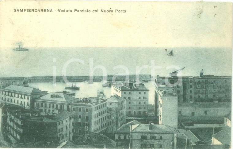1924 GENOVA SAMPIERDARENA Veduta parziale col nuovo porto *Cartolina FP VG