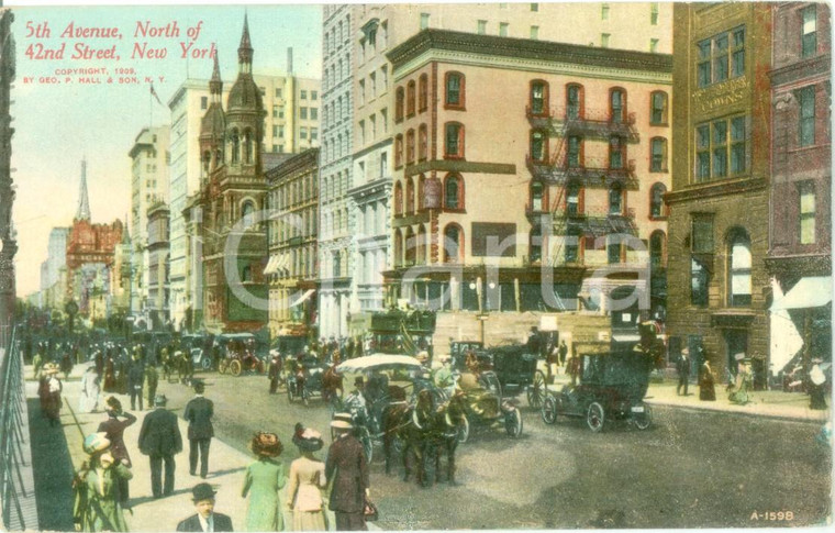 1912 NEW YORK (USA) Carrozze e auto sulla 5th Avenue *Cartolina FP VG