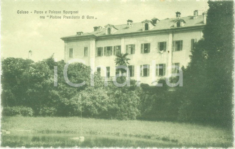 1917 CALUSO (TO) Palazzo SPURGAZZI Plotone Presidiario di Cura Cartolina FP NV