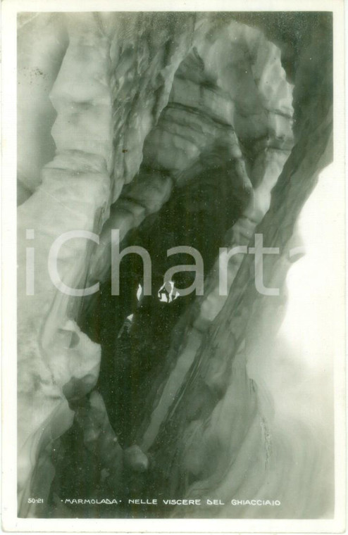 1935 ca MARMOLADA (BL) Scalatori nelle viscere del ghiacciaio Cartolina FP VG