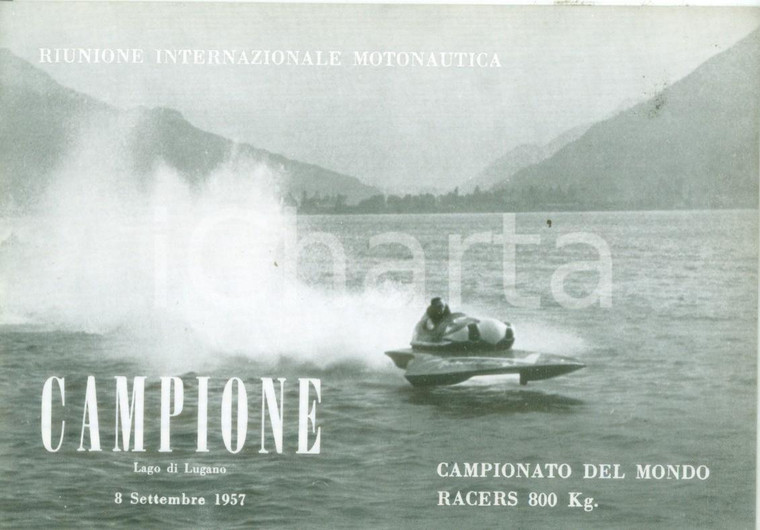 1957 CAMPIONE D'ITALIA Riunione Internazionale MOTONAUTICA *Cartolina FG NV