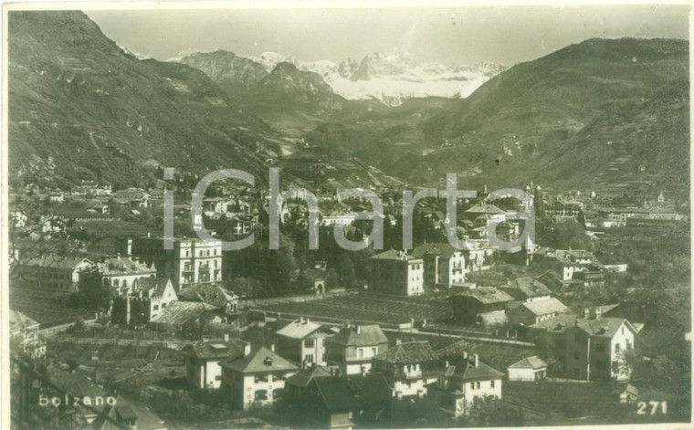 1935 ca BOLZANO Panorama della città con i monti Cartolina FP NV