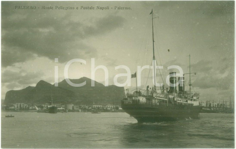 1935 ca PALERMO Il postale per NAPOLI e Monte PELLEGRINO *Cartolina FP NV