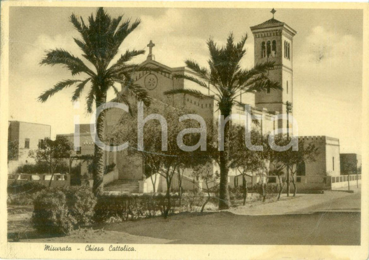 1941 MISURATA (LIBIA) Veduta della Chiesa Cattolica *Cartolina FG VG